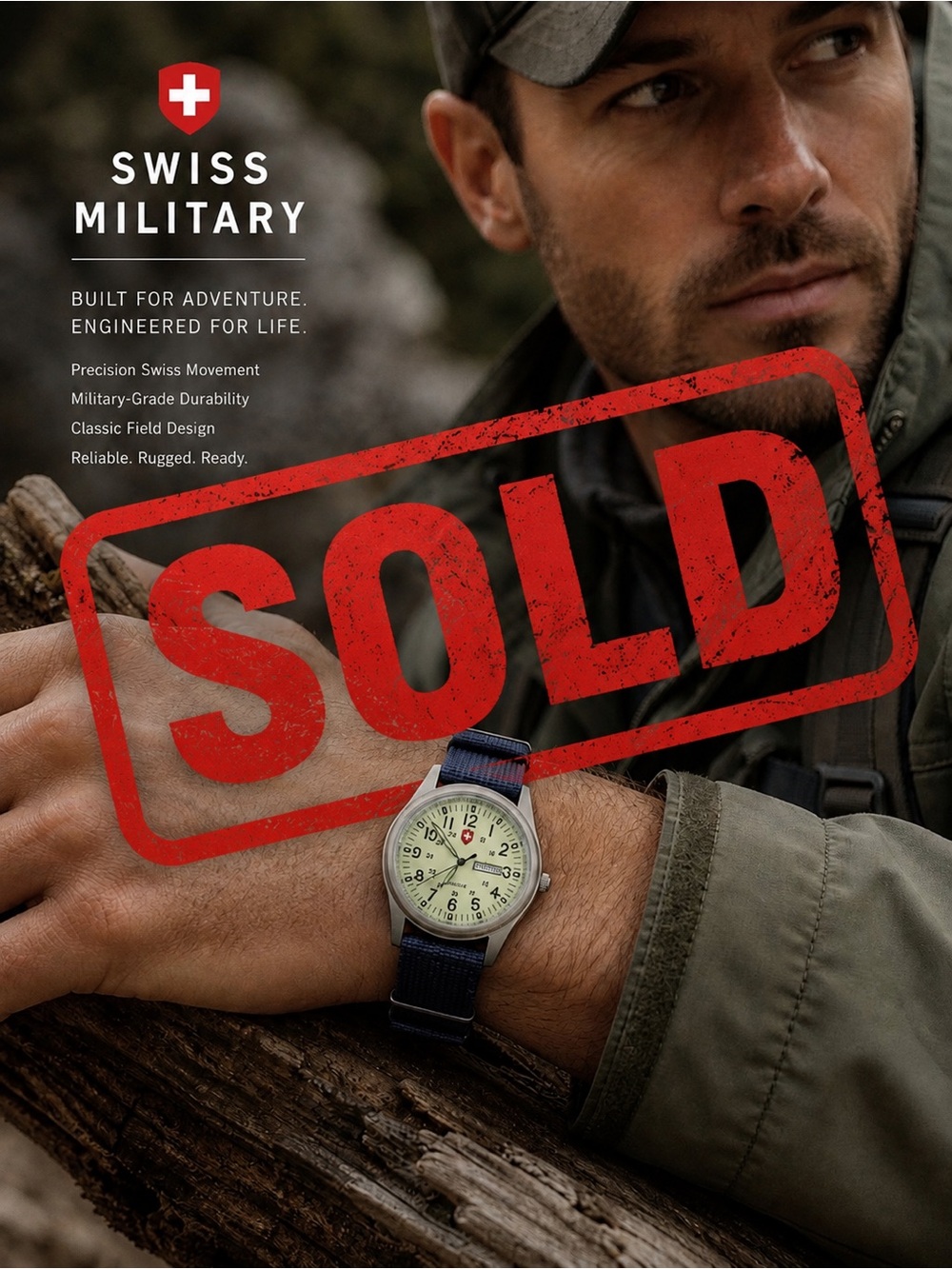 Men's Field Watch in Navy with Cream Dial